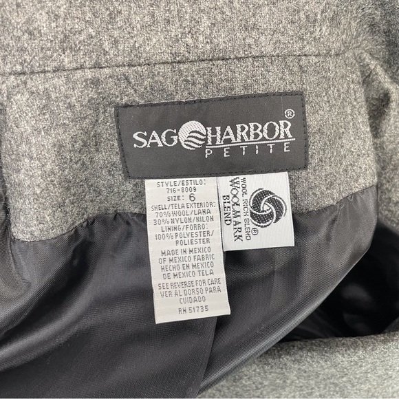 🍁 Vintage Sag Harbor Petite Woolmark Blend Blazer Jacket Coat sz 6 - Picture 6 of 7
